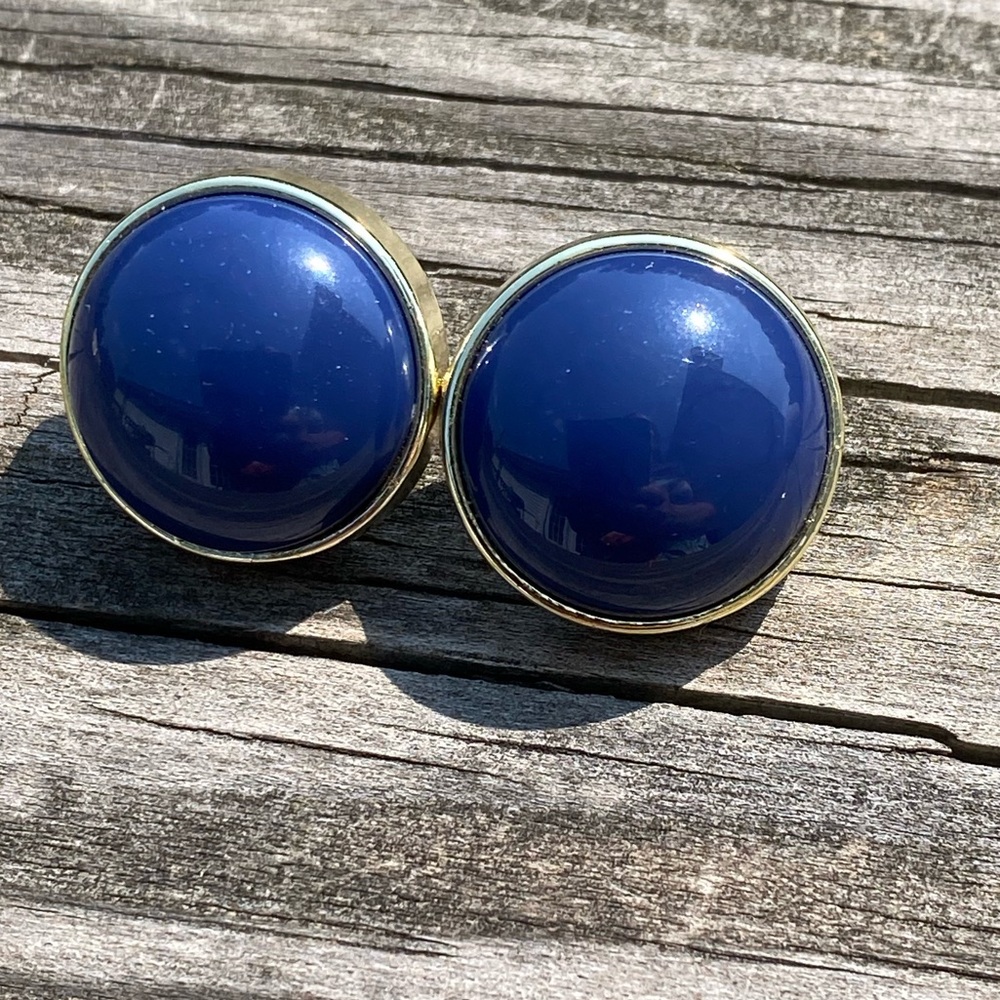 Vintage 80’s Big Round Blue post earrings